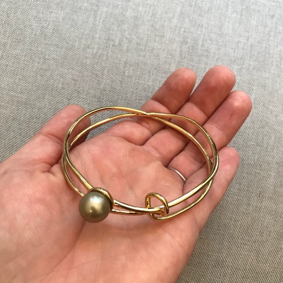 NWOT Alexis Bittar Faux Pearl Liquid Coil Bangle - Picture 3 of 5